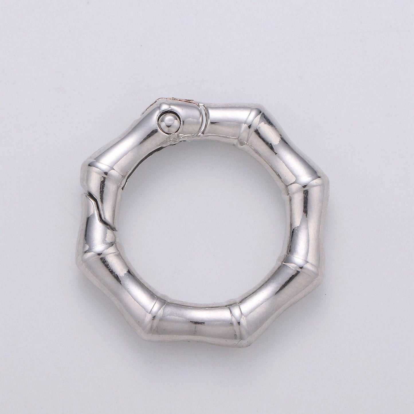 Gold spring gate ring,push gate ring, octagon ring charm holder gold, silver clasp connector charm holder l-57-l58