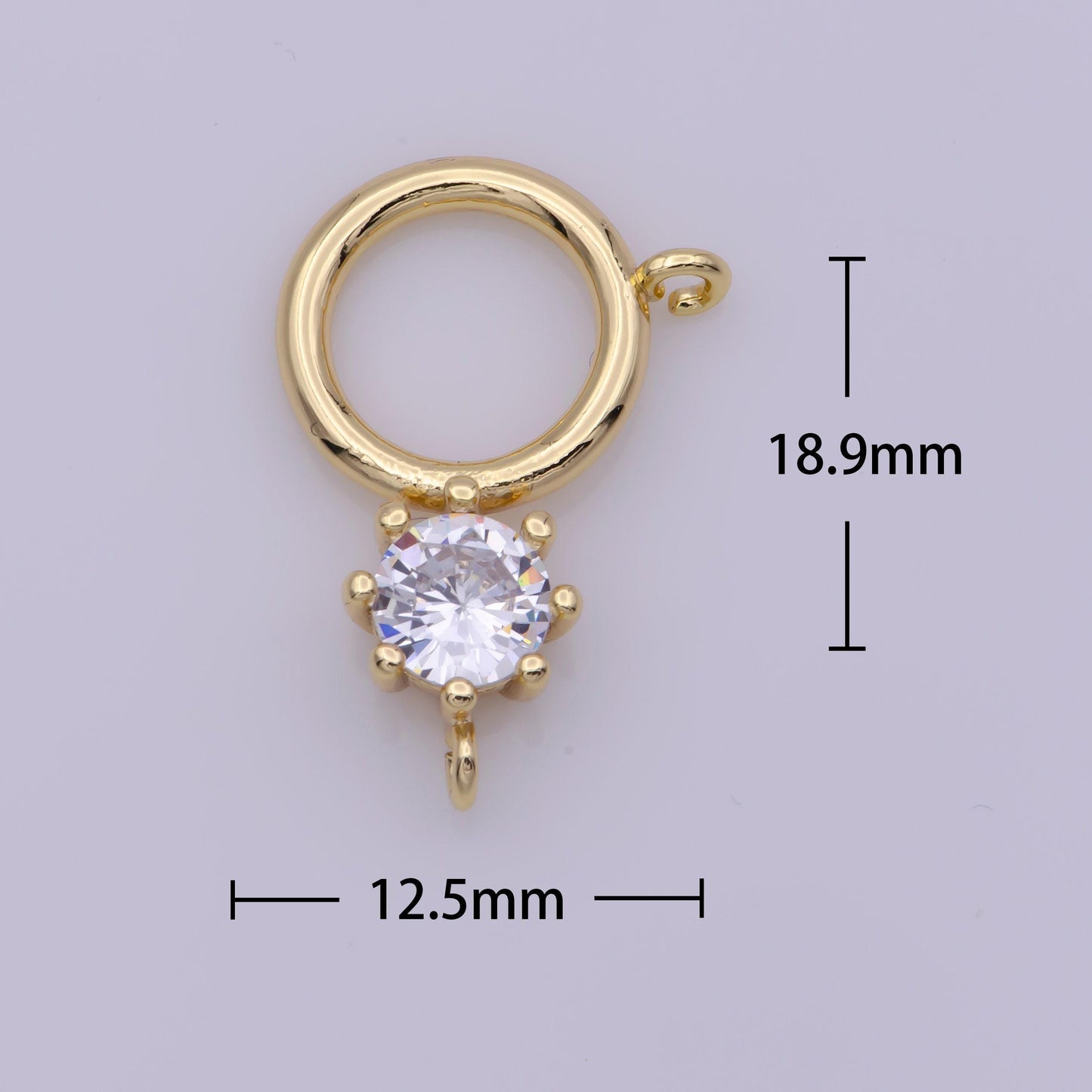 18k gold filled charm dangle round charm double bail link connector for necklace | l-563