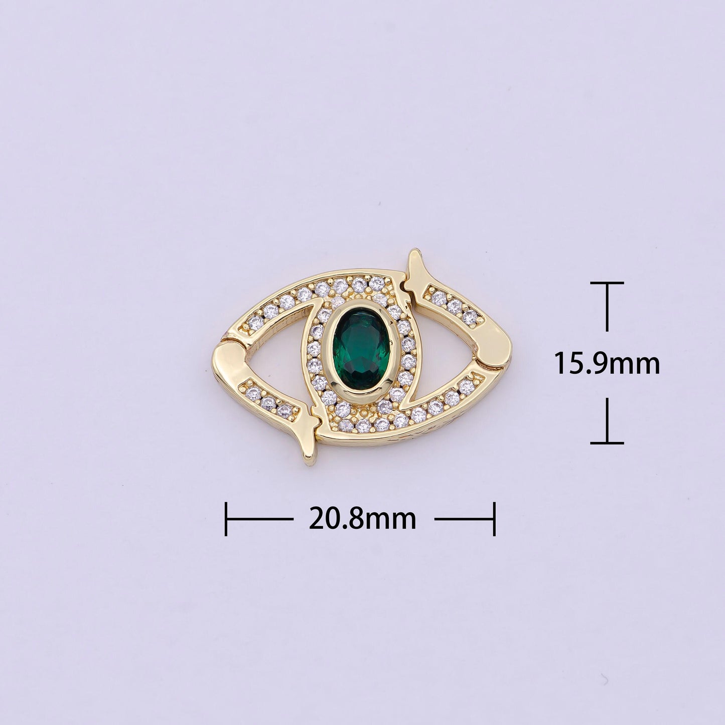 Mini 24k gold cz micro pave clasp evil eye lock clasp, interlock micro pave clasp fastener for bracelet necklace connector clasp l-566 l-567
