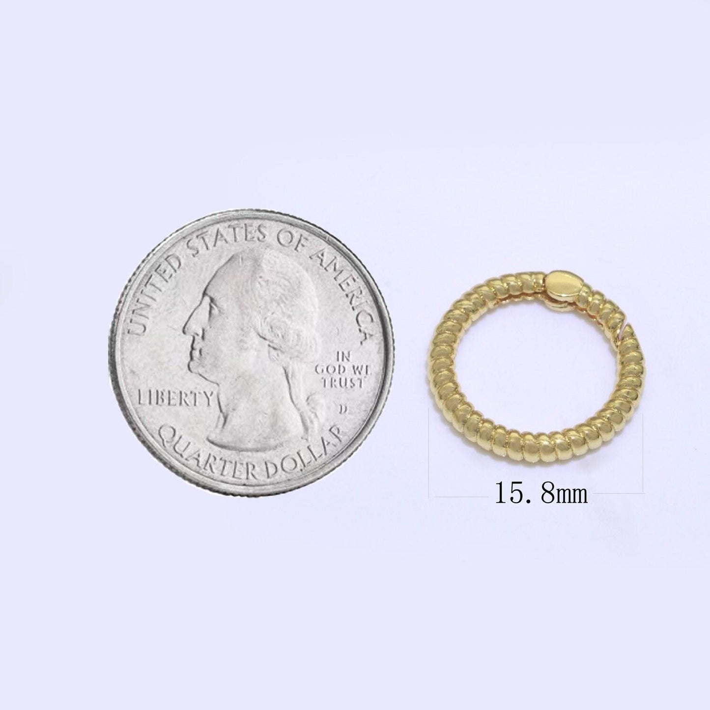 1x twisted gold spring gate ring, 16 mm marine rope push gate ring, charm holder clasp for connector bracelet end clasp rose gold silver