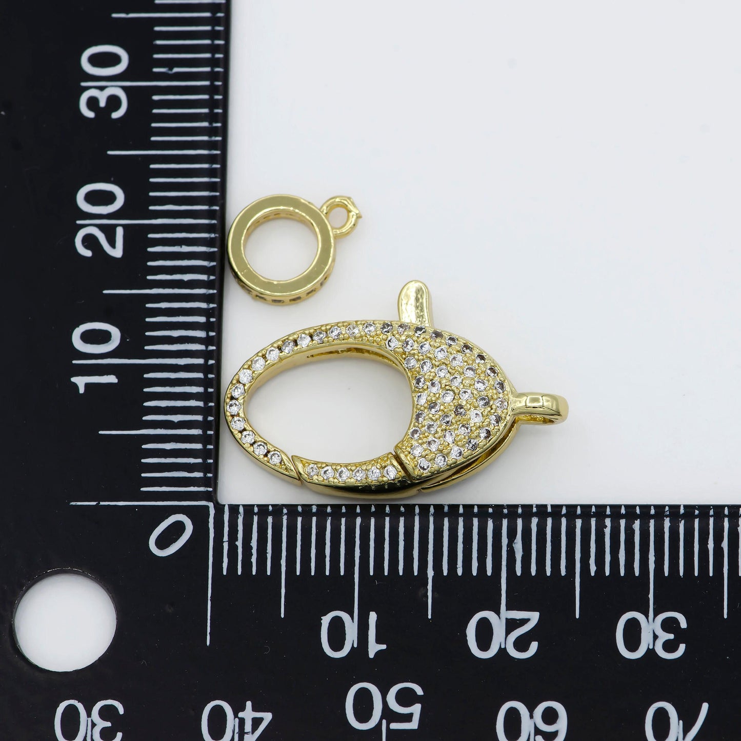 Dainty crystal gold filled oval lobster clasp with jump ring - l-315