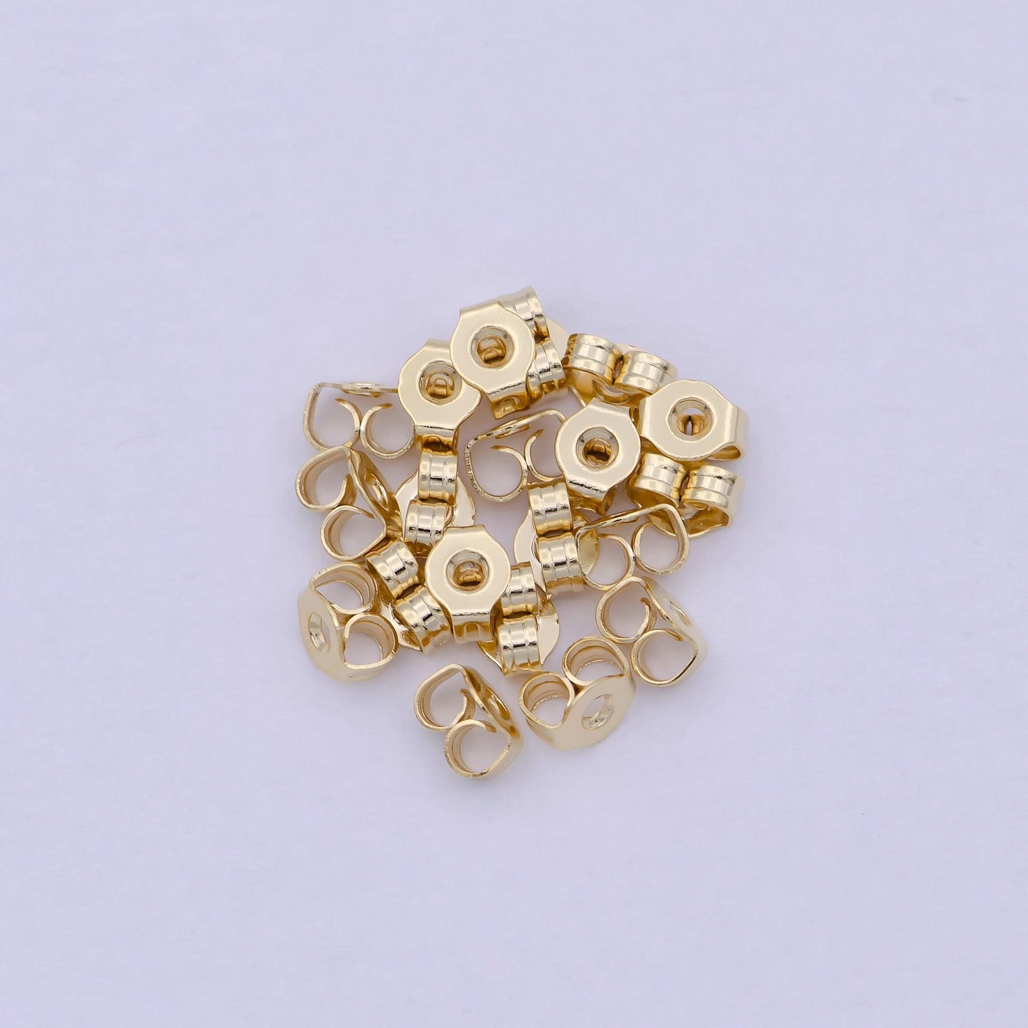 10 pair gold earring backs, earring stoppers, butterfly earring backs, clutch earring backs, jewelry finding k-595