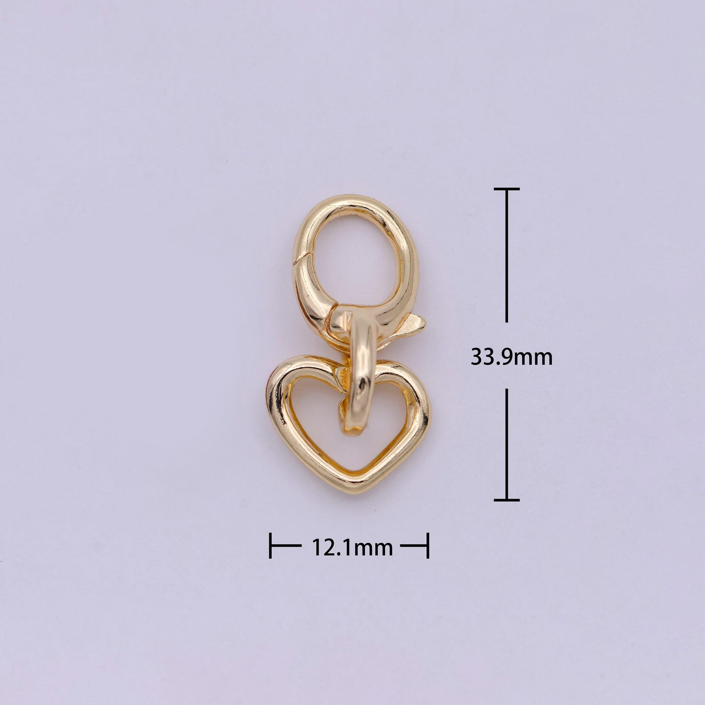 16k gold filled heart charm holder with lobster clasp k-205