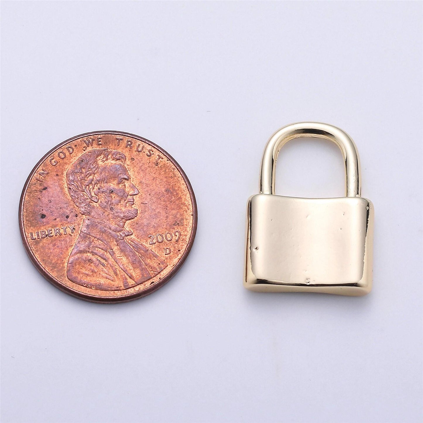 24k gold padlock charm pendant, white charm necklace for statement necklace component, 19.2mm x 13.6mm, k-149