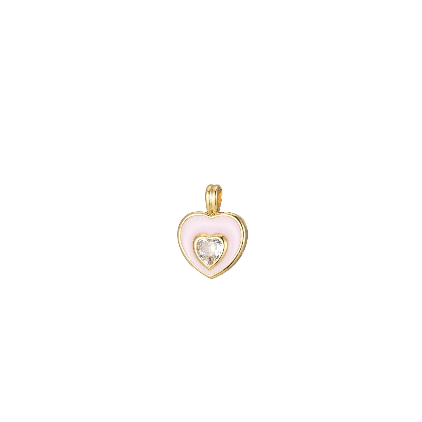Mini gold heart cubic charms, enamel frame love charm, cz charm ,gold love lock charm relationship jewelry inspired, 2243
