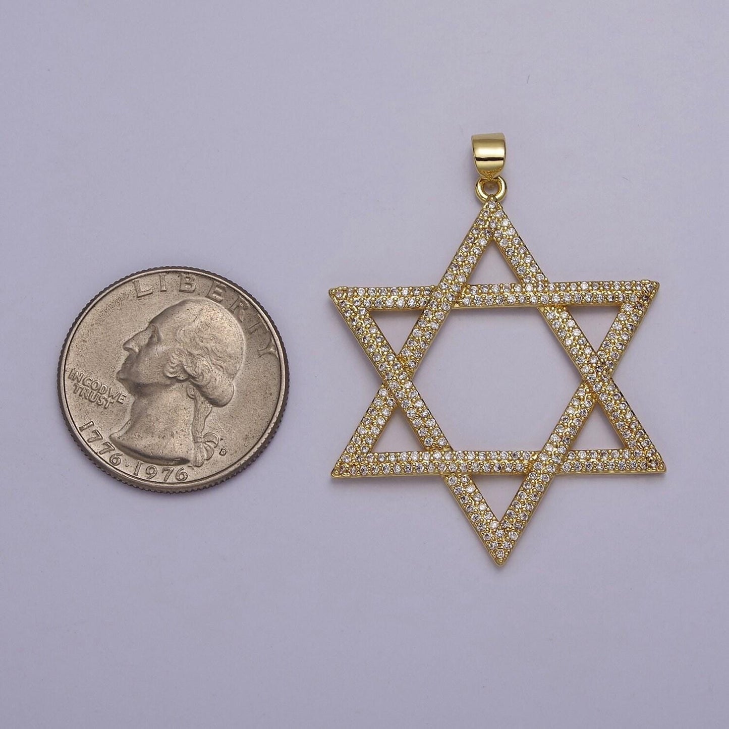 Micro pave cubic zirconia star of david pendant jewelry for necklace making, j-759