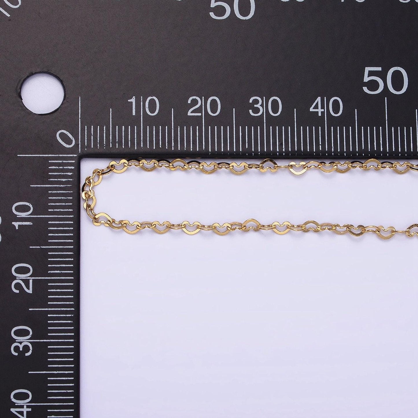 Gold stainless steel heart link gold chain by yard wholesale bulk roll chain for jewelry making width 2mm tarnish free roll-1473