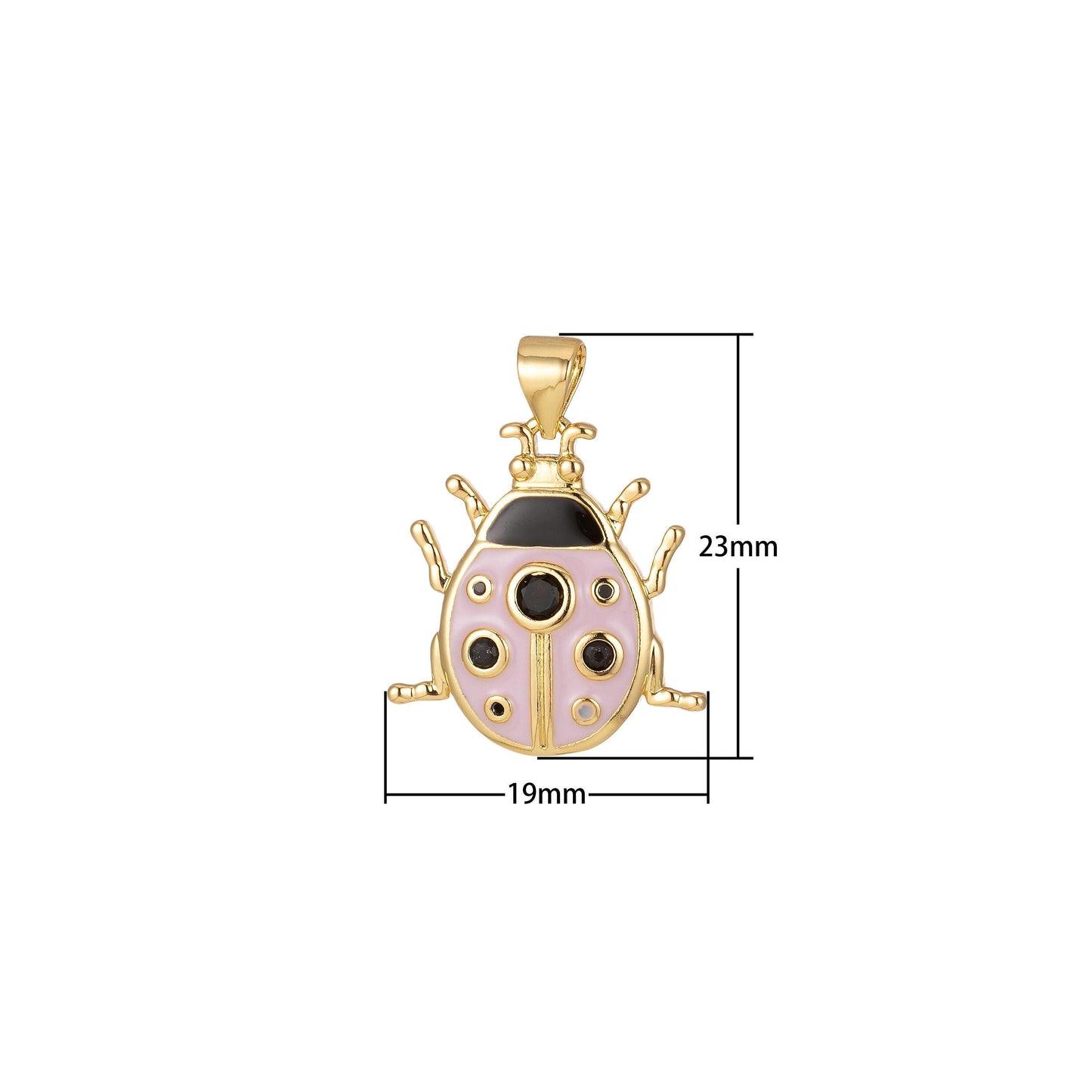 Small pink lady bug charm enamel animal charm bracelet necklace pendant earring component supply