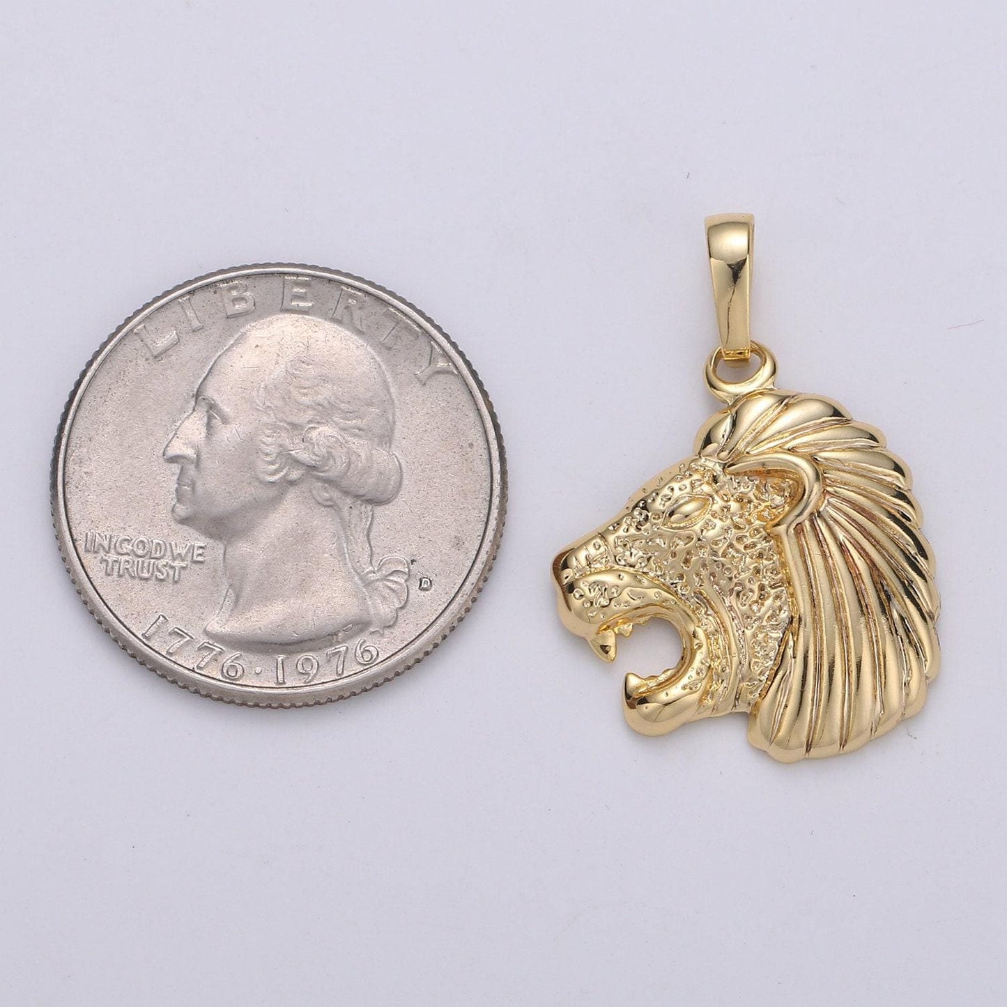 Lion head 24k gold pendant lion roar charm,majesty pendant, the king of nature charm for diy jewelry, gold colorpdgf-1991