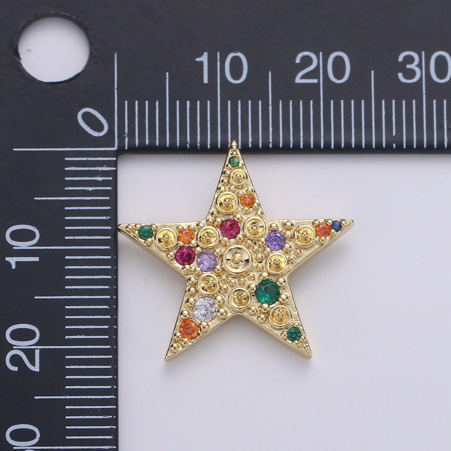 14k gold filled colorful star cz pendant, micro pave cz star charm, celestial charm, gold star charm for bracelet necklace charm j-019