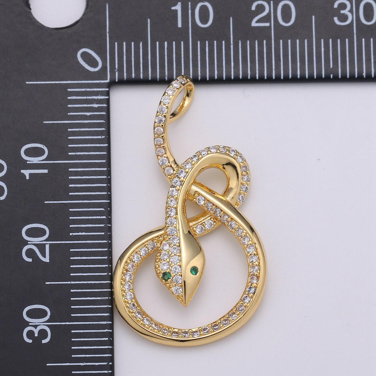 Micro pave snake charm, gold filled snake charm, animal charm gold serpent charm necklace pendant finding for jewelry making supply i-916