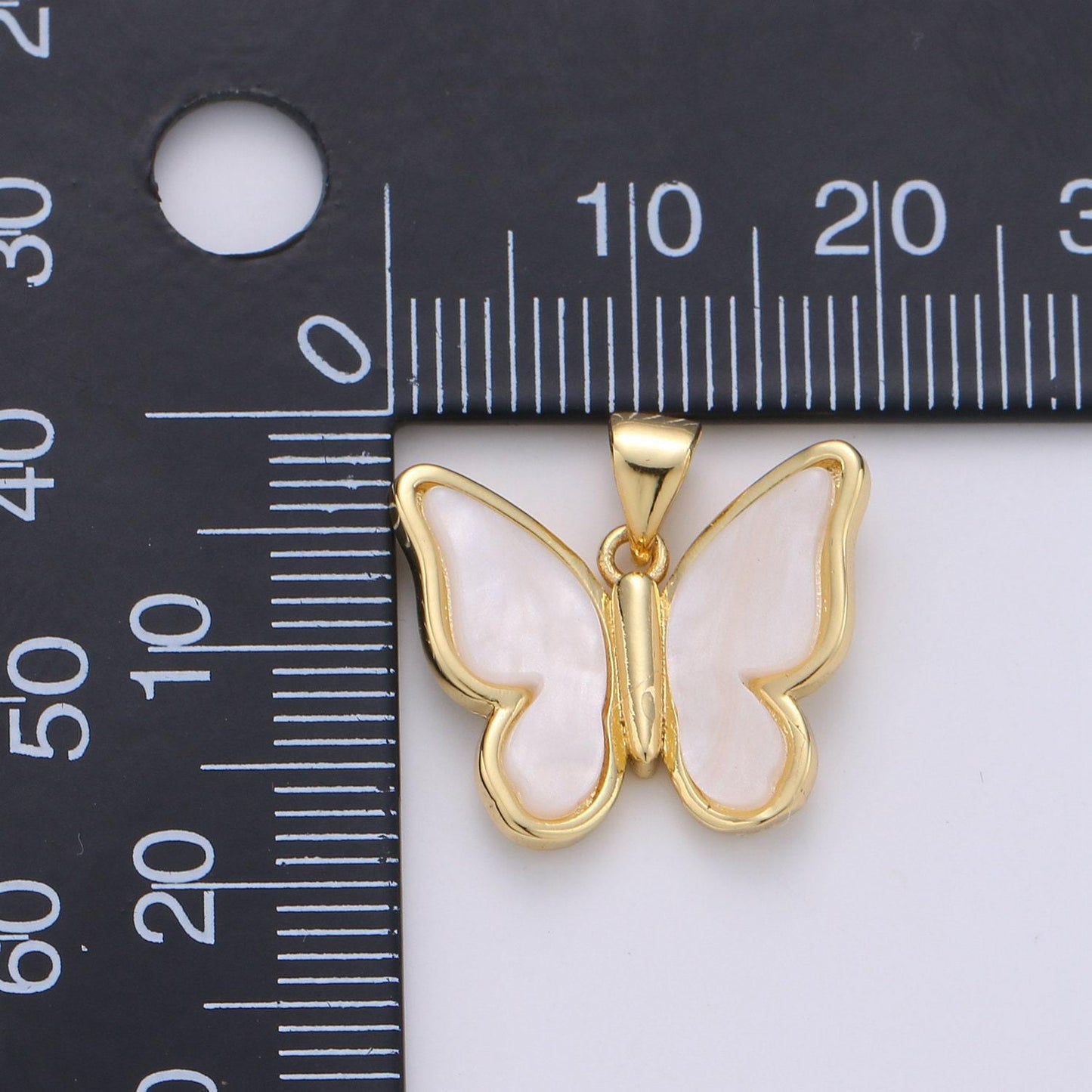 Pearl mariposa butterfly charm pink butterfly charm acrylic pendant for necklace earring supply component in real gold plated tarnish free