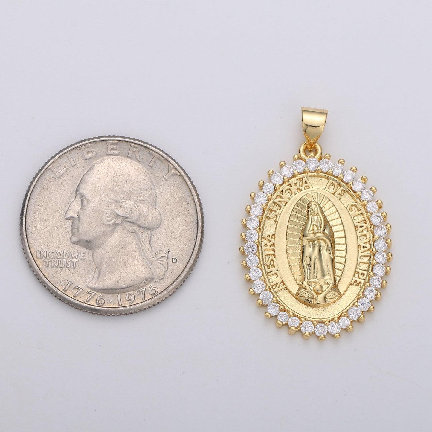 1pc gold micro pave lady guadalupe charm, cubic zirconia virgin mary pendant charm, charm, for religious jewelry making supply
