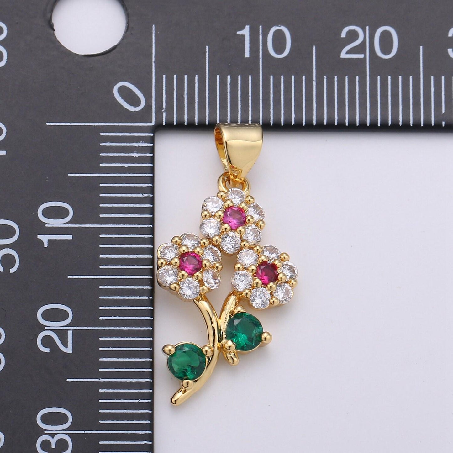 24k gold filled micro pave flower charm, silver cubic flower charm multi color pendant for necklace earring bracelet component i-601 i-602