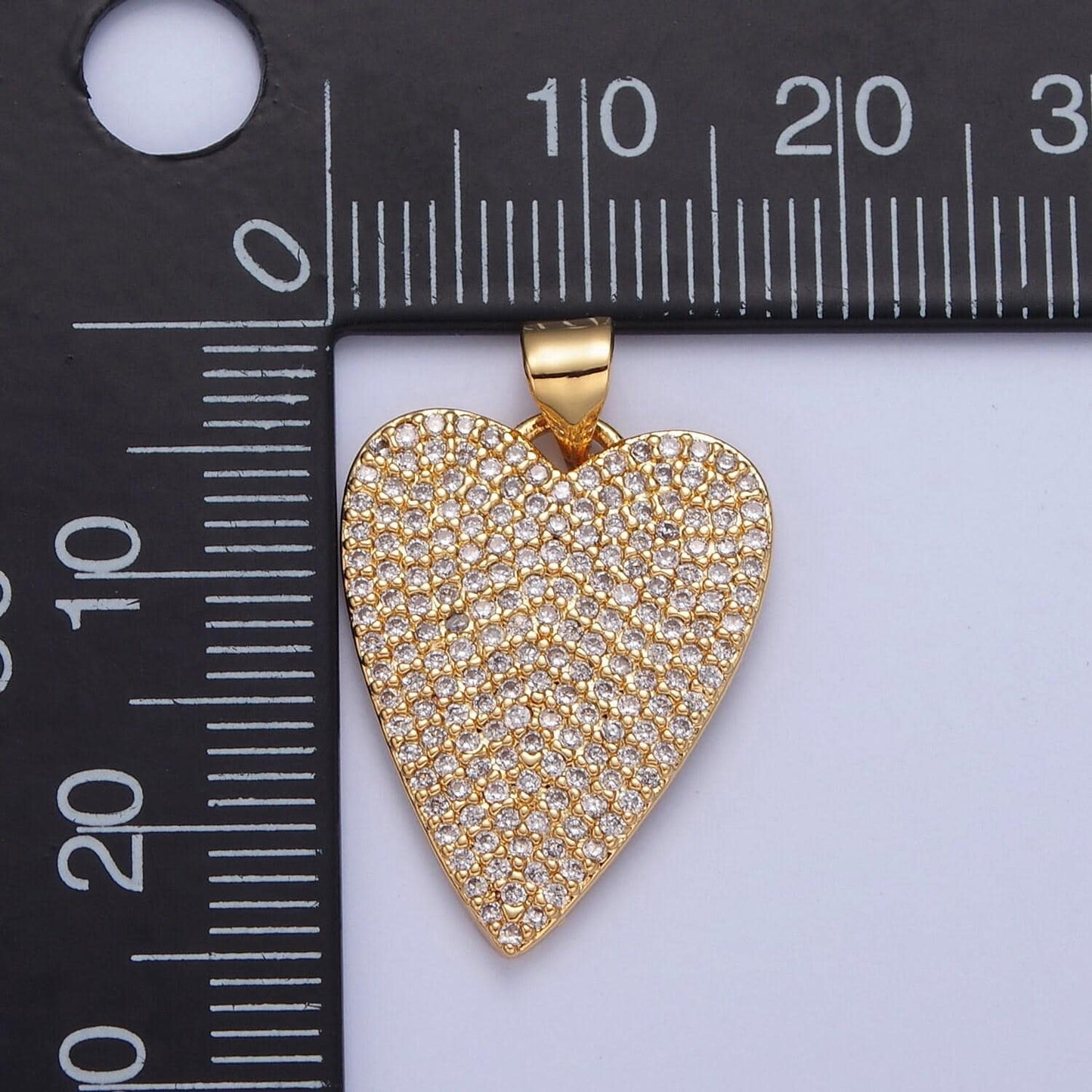 24k gold filled clear micro pave cubic zirconia heart pendant, gold cz stone heart charm for bracelet necklace supply | i-334