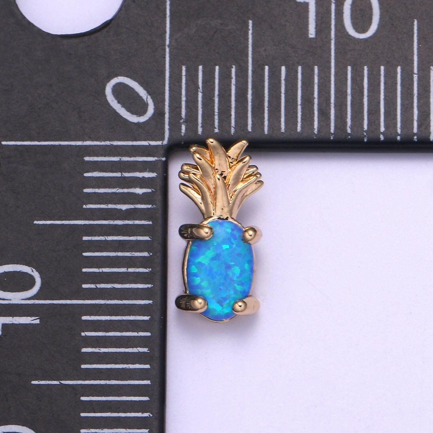 1x mini opal pineapple charm, dainty gold plated charm dainty charm bracelet earring necklace supplies, jewelry making blue pink white i099