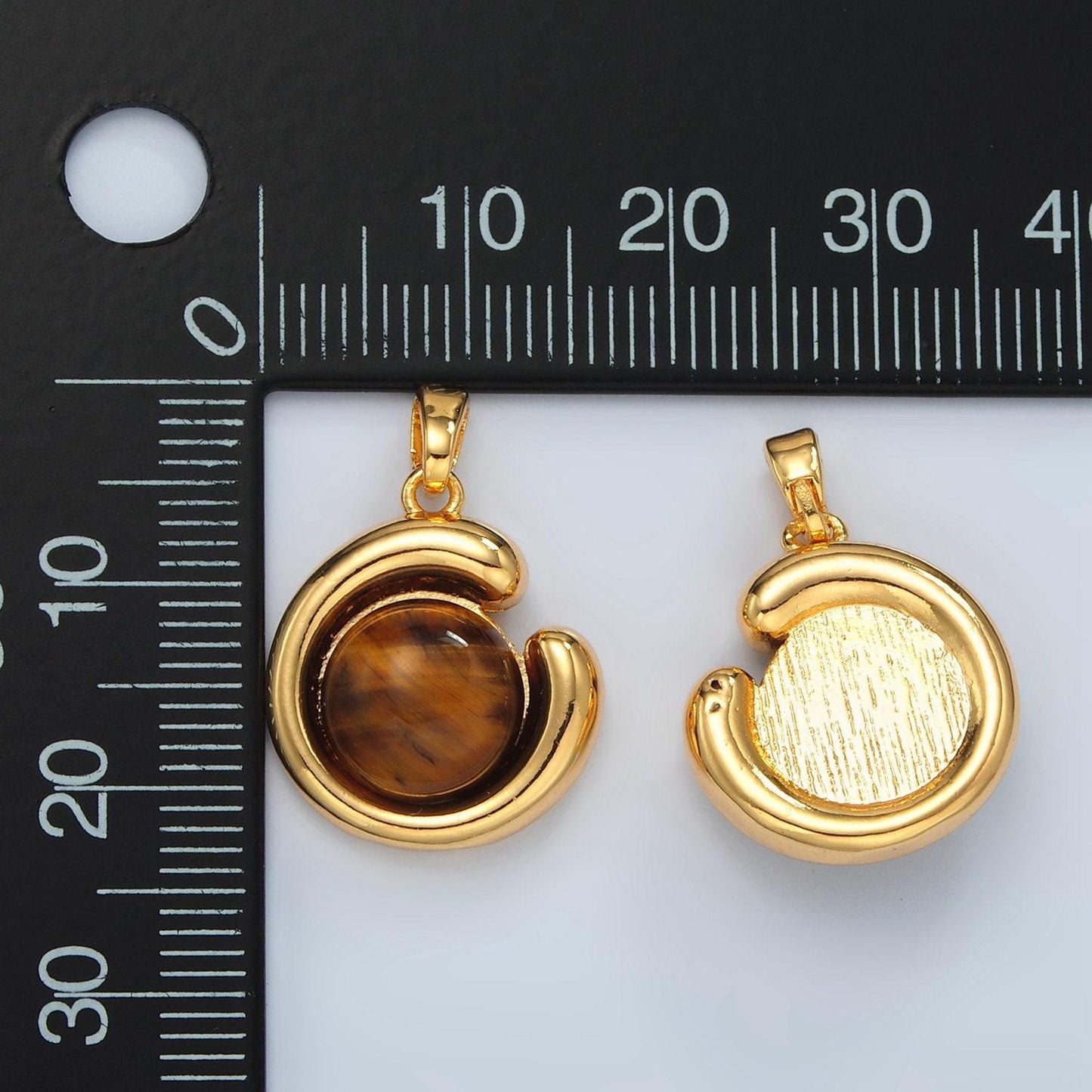 14k gold filled 19mm brown tiger eye beads pendant | h809