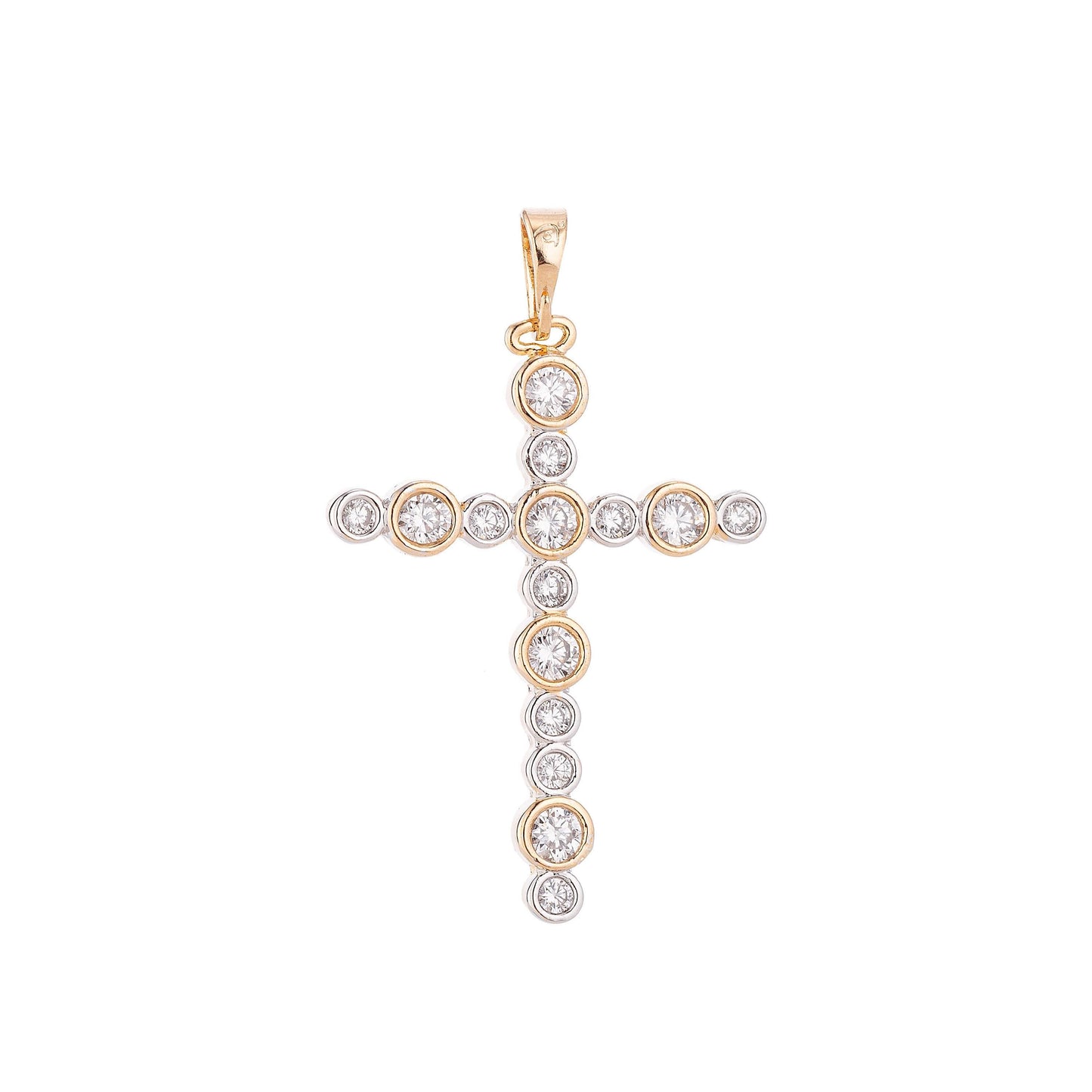 Cross gold plated pendant necklace -simple cross gold pendant cubic zircon crystal -rose gold plated pendant - religious pendant charm h-451