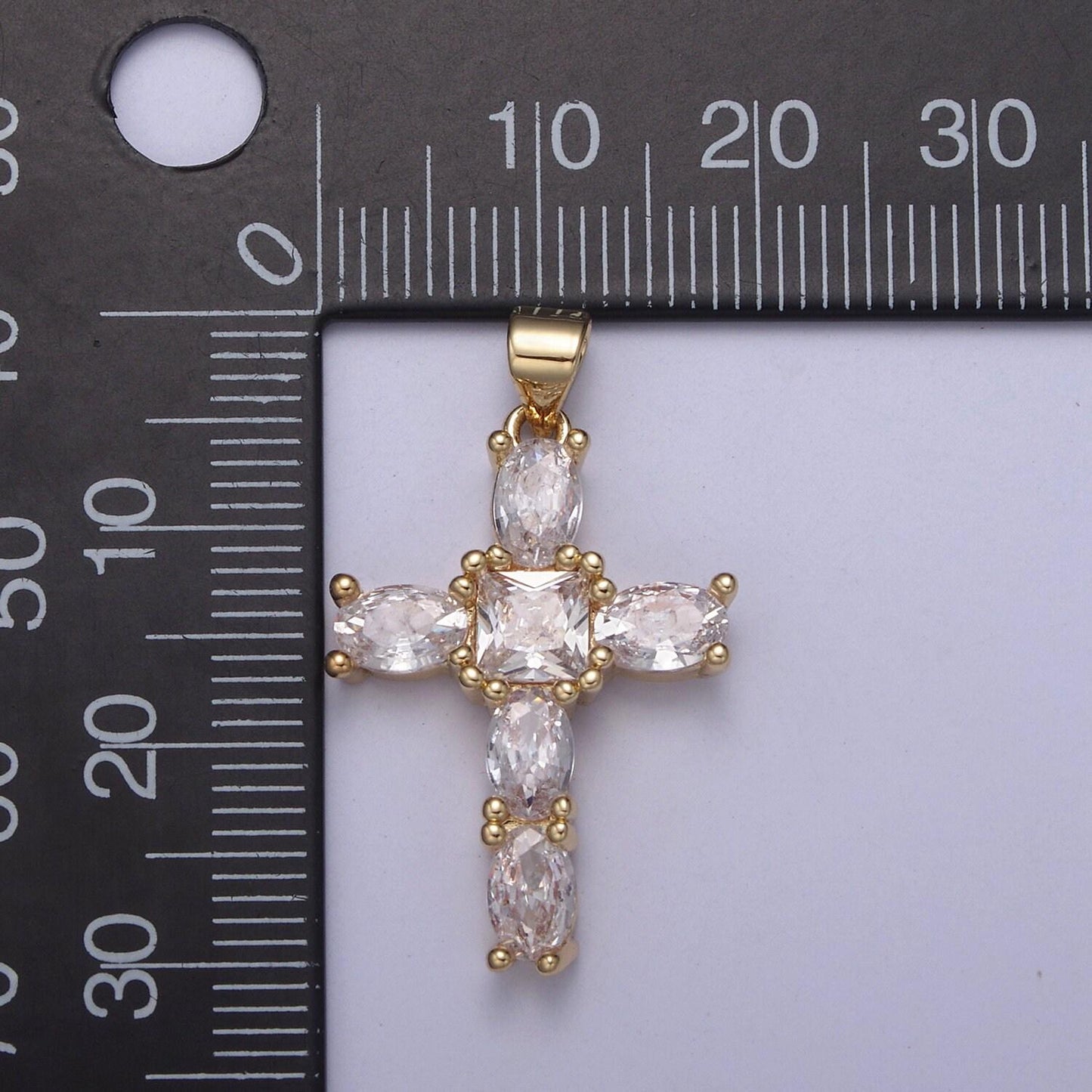 Dainty cubic cross 14k gold filled cross charm religious pendants clear cubic zirconia h-400