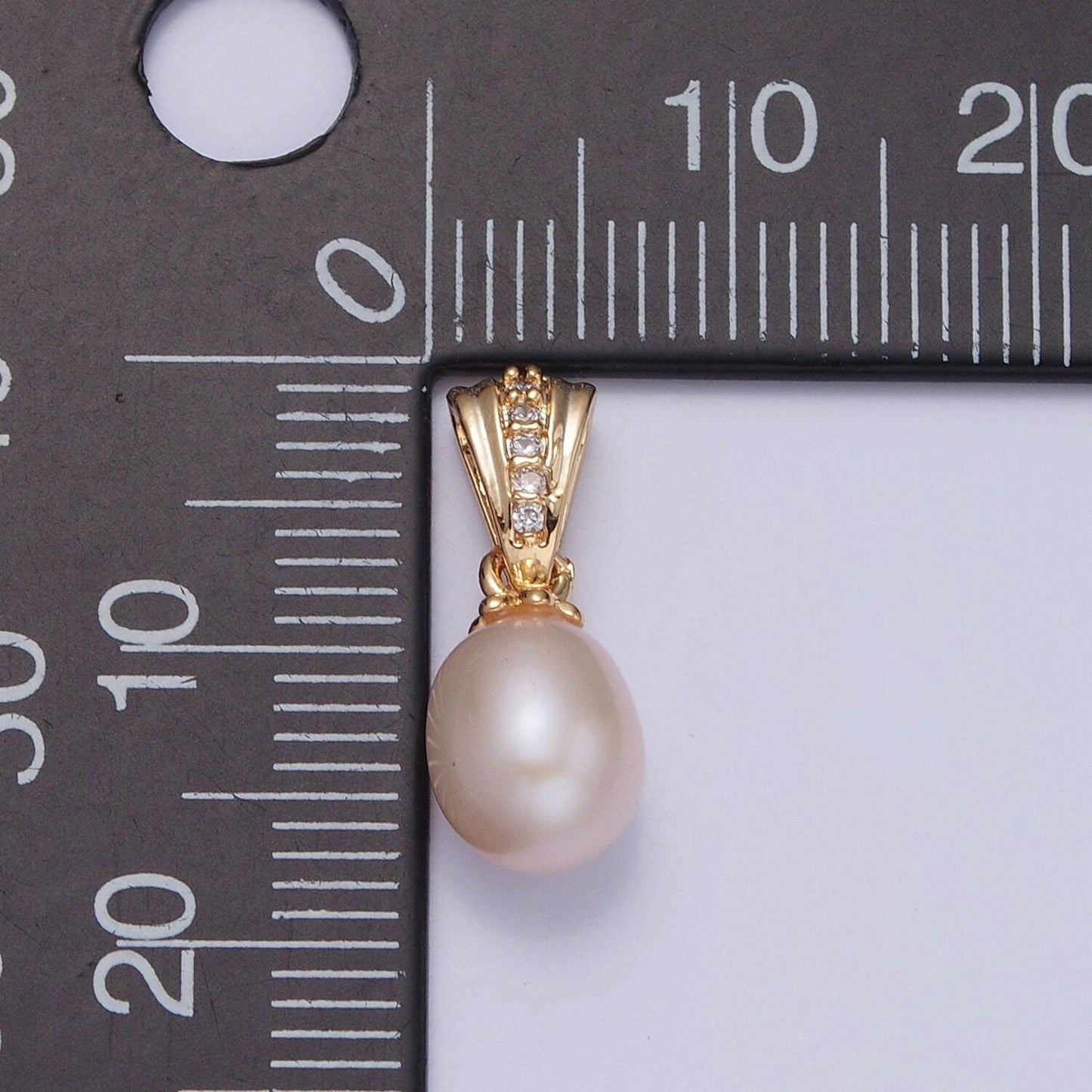 16k gold filled dainty oval round pearl vintage elegant ball pendant for bracelet necklace component | h-386