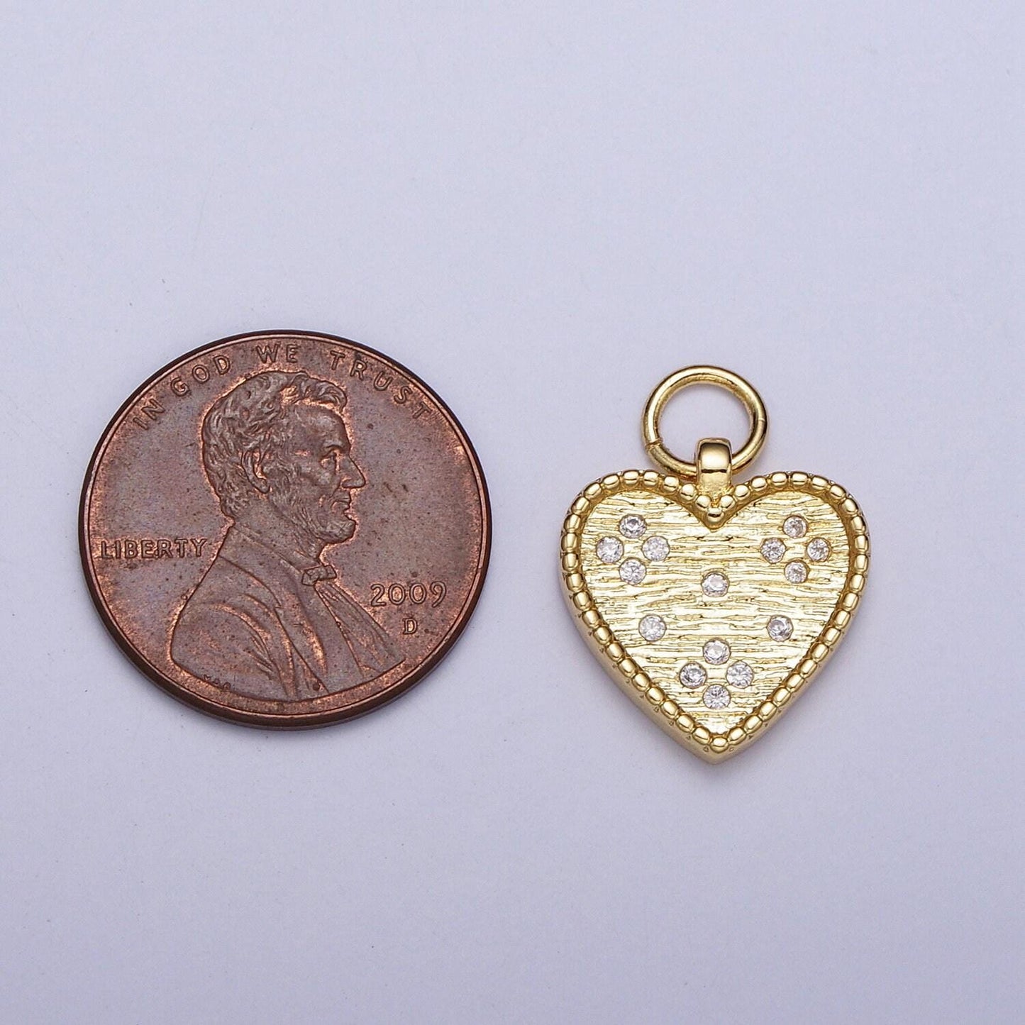 Dainty gold heart charm dainty heart cz charm jewelry supplies. handcrafted supplies h339