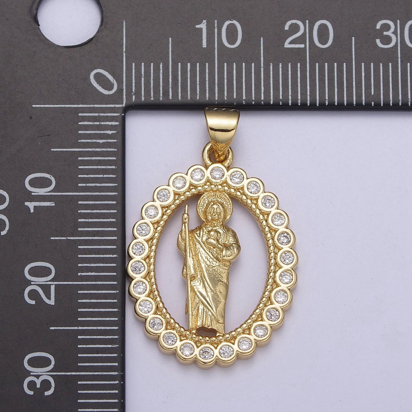Gold medallion charm cz jesus pendant cubic zirconia charm religious jewelry h226
