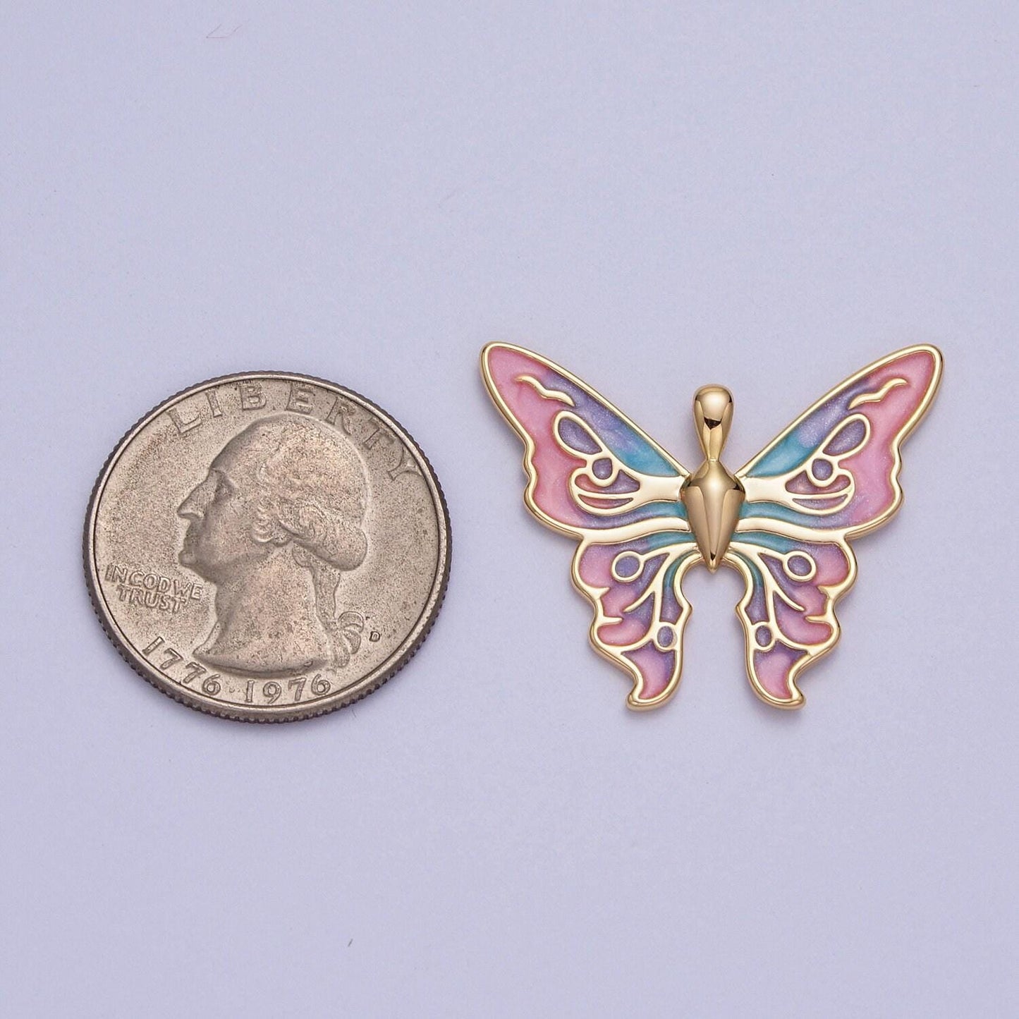 14k gold filled pink enamel butterfly charm candy color butterfly pendant mariposa jewelry inspired colorful jewelry making h200