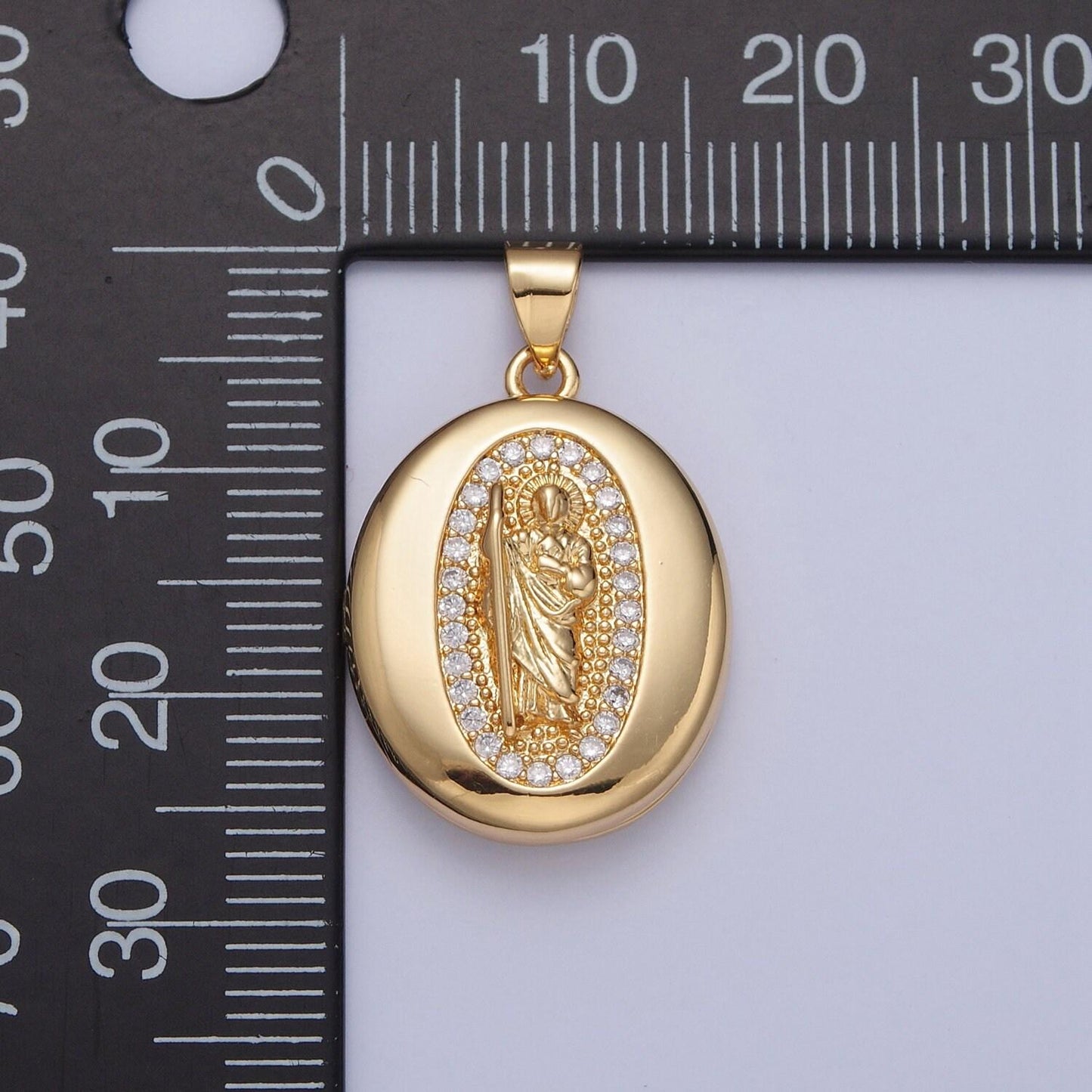 24k gold filled our lady of guadalupe and moses round oval locket micro pave cz pendant, openable virgin mary and moses charm | h-092, h-105