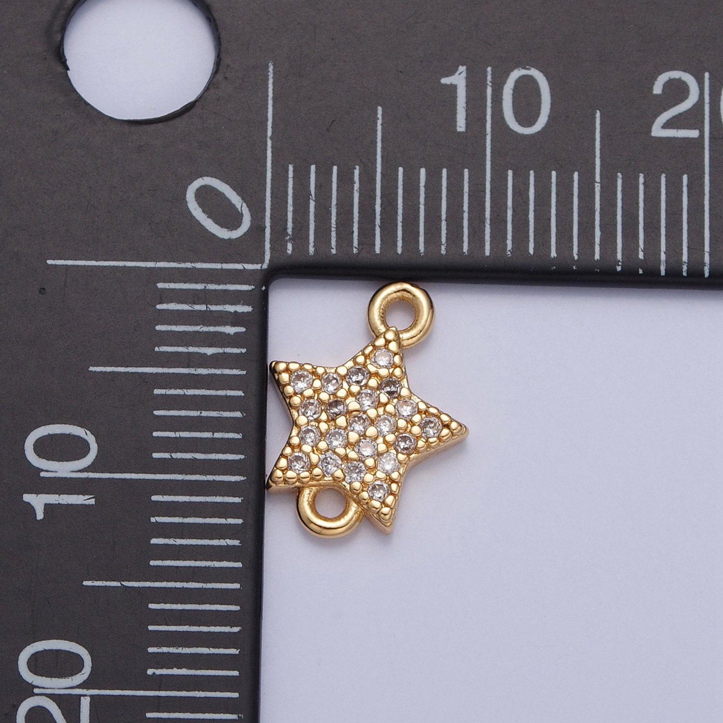 24k gold filled dainty star charm connector micro pave cubic zarconia cz stones for bracelet necklace jewelry finding | g-934