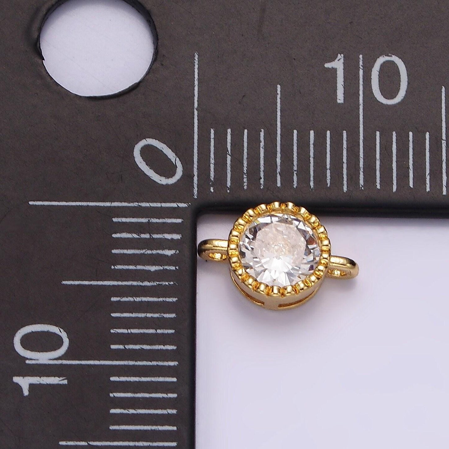 14k gold filled 10mm clear cz round connector in gold & silver | g898 g899
