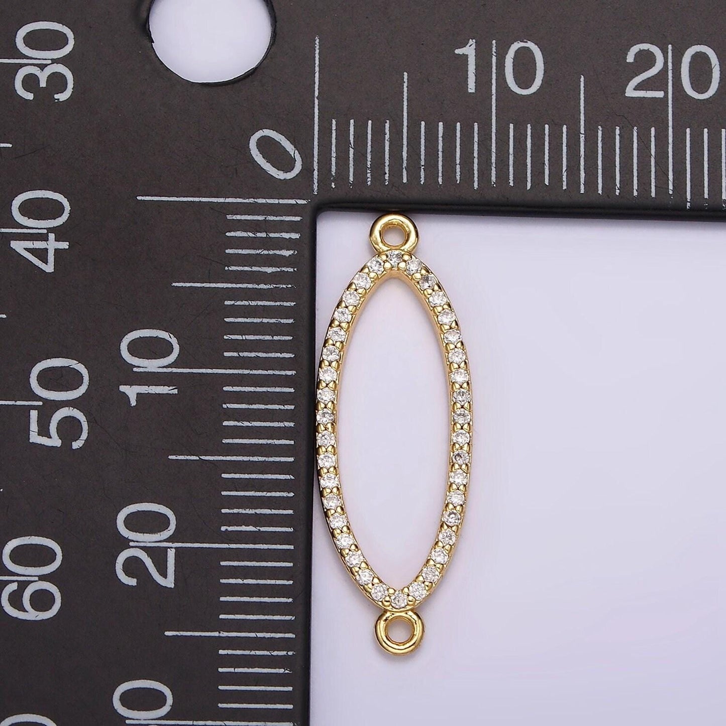 24k gold filled 25mm clear micro paved cz open sphere connector | g795
