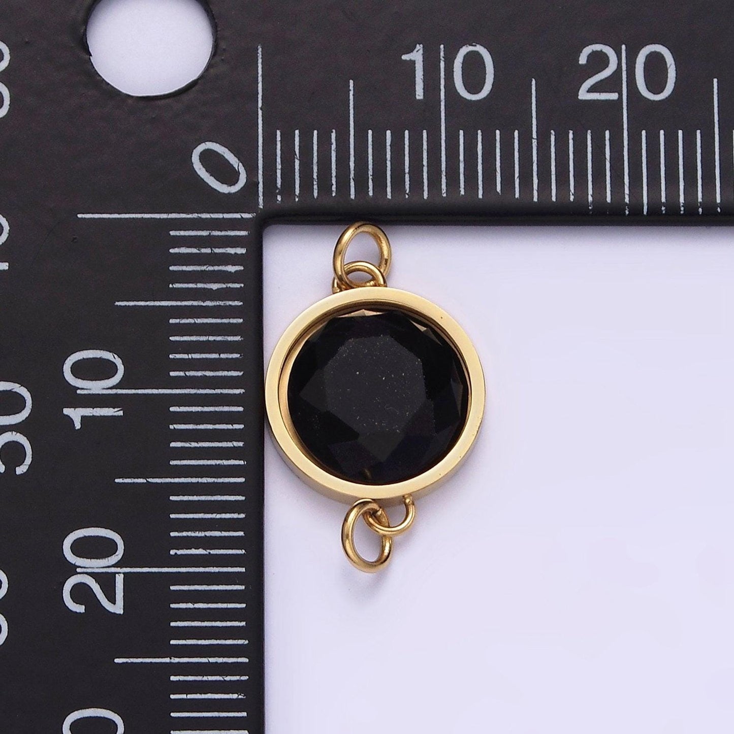 Stainless steel 12mm black onyx, blue lapiz gemstone round charm connector for bracelet link connector | g713