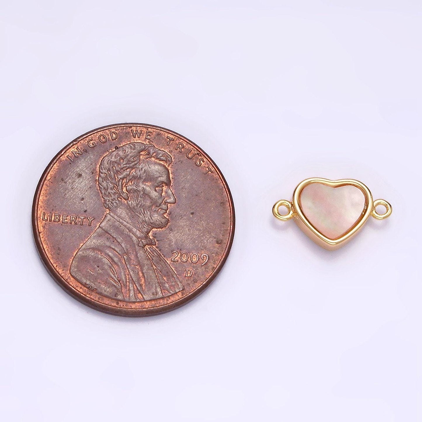 Small pearl heart connector 2 loop gold filled heart charm connector for necklace bracelet wedding, anniversary mother's day gift g-701