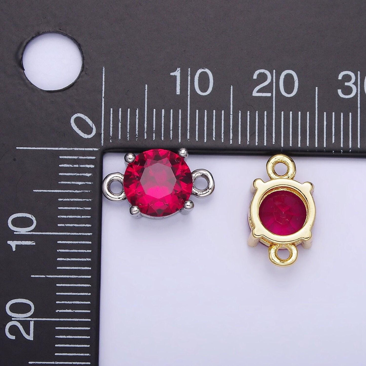 14k gold filled 8mm round cz birth month personalized connector round link connector for bracelet component | g-394