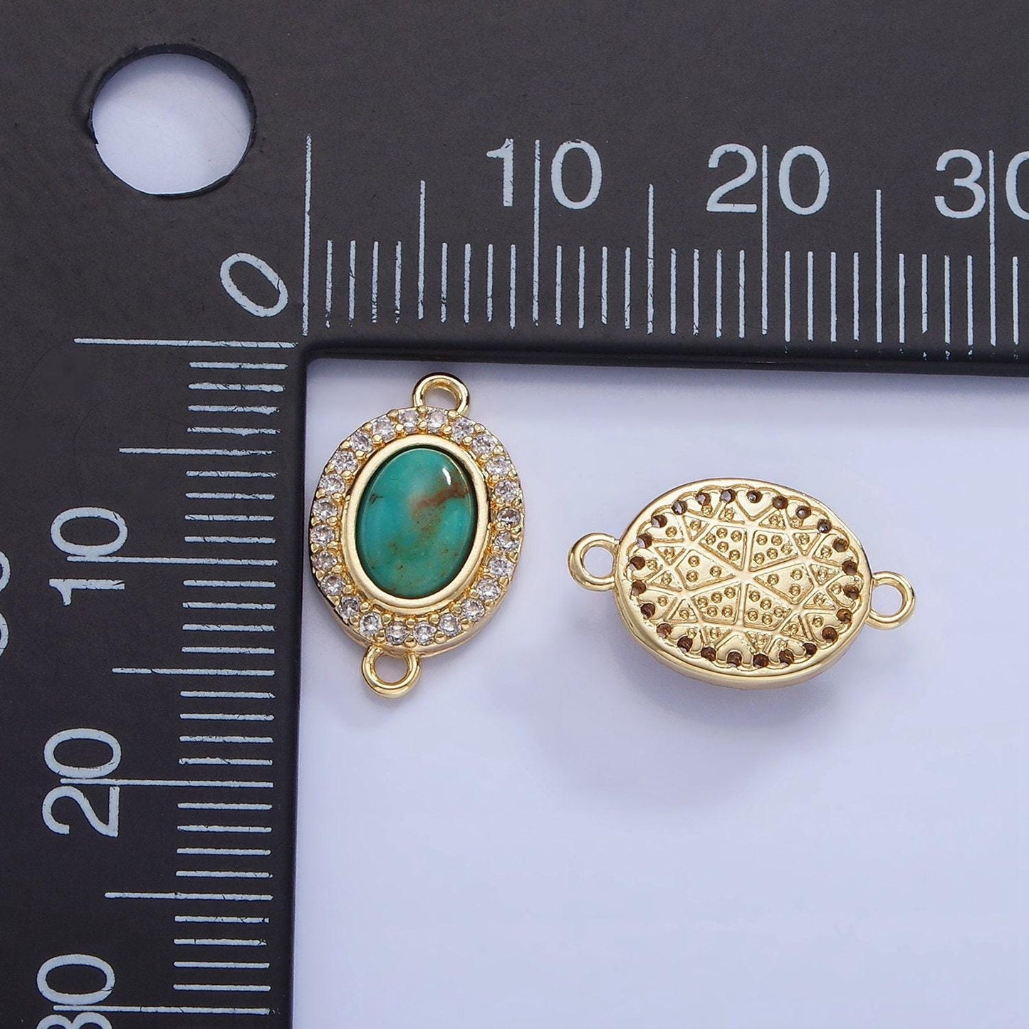 14k gold filled red carnelian oval bezel cut charm connector turquoise bead stone link connetor with cz edges for bracelet component | g353