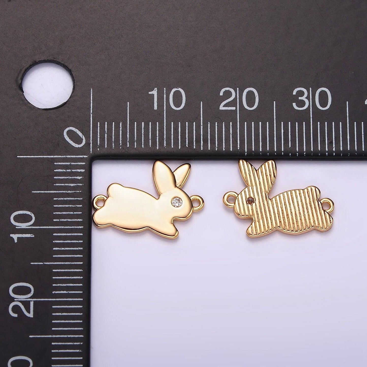 14k gold filled 10mm running rabbit bunny animal cz connector | g127