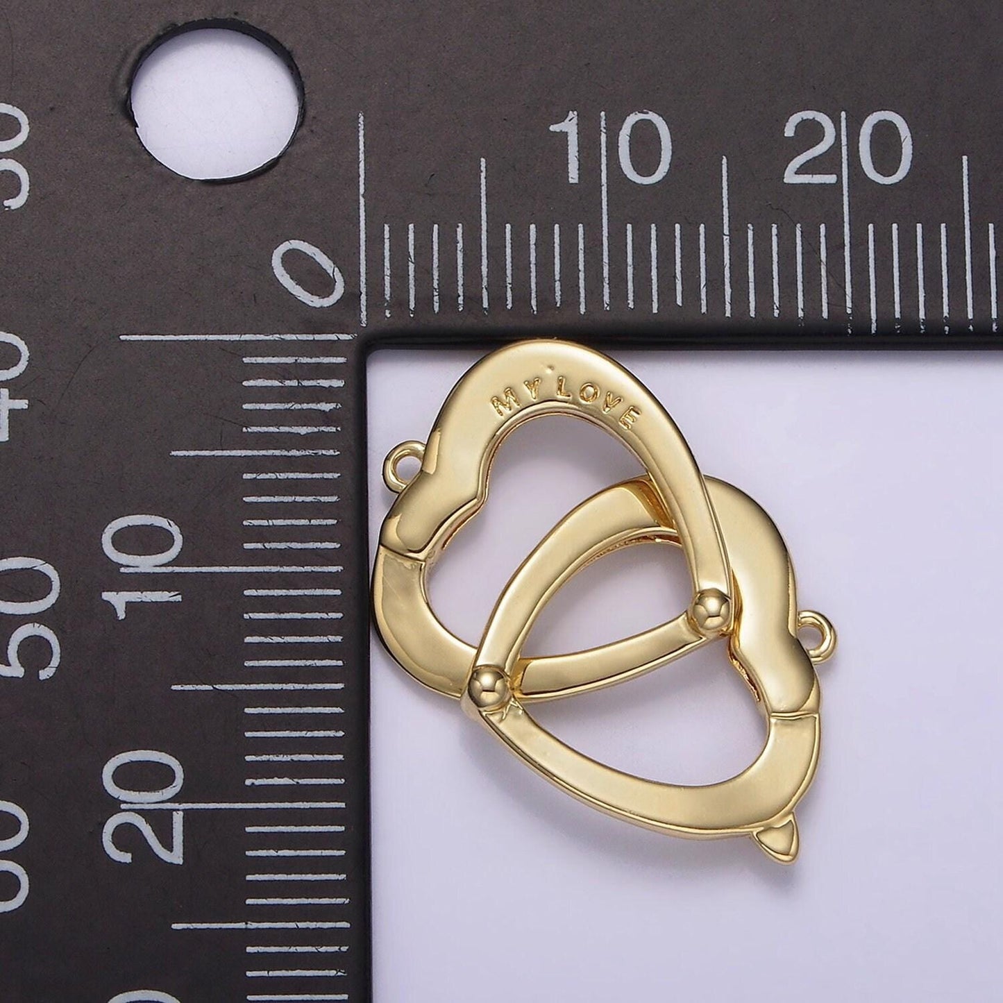14k gold filled my love engraved double heart charm connector link connector for bracelet necklace supply | g079