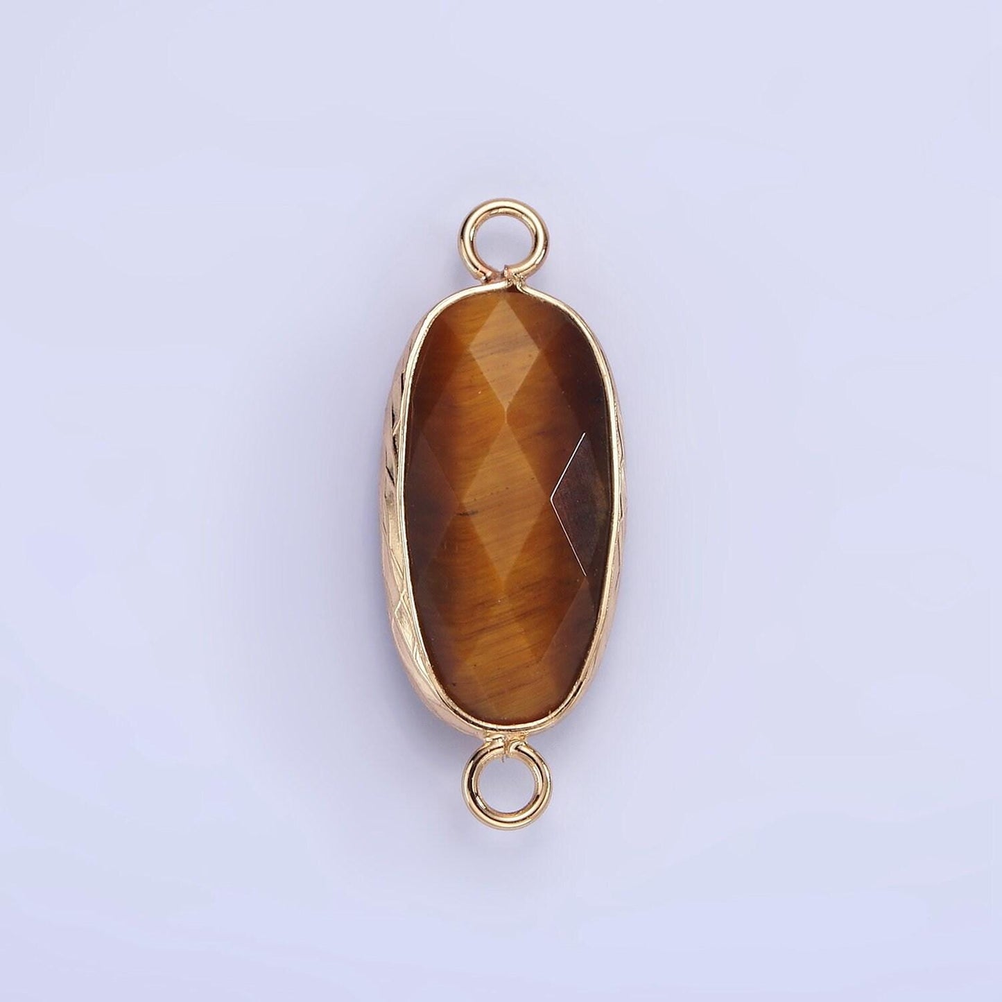 14k gold filled 29.2mm natural gemstone oval multifaceted connector | g014-g023