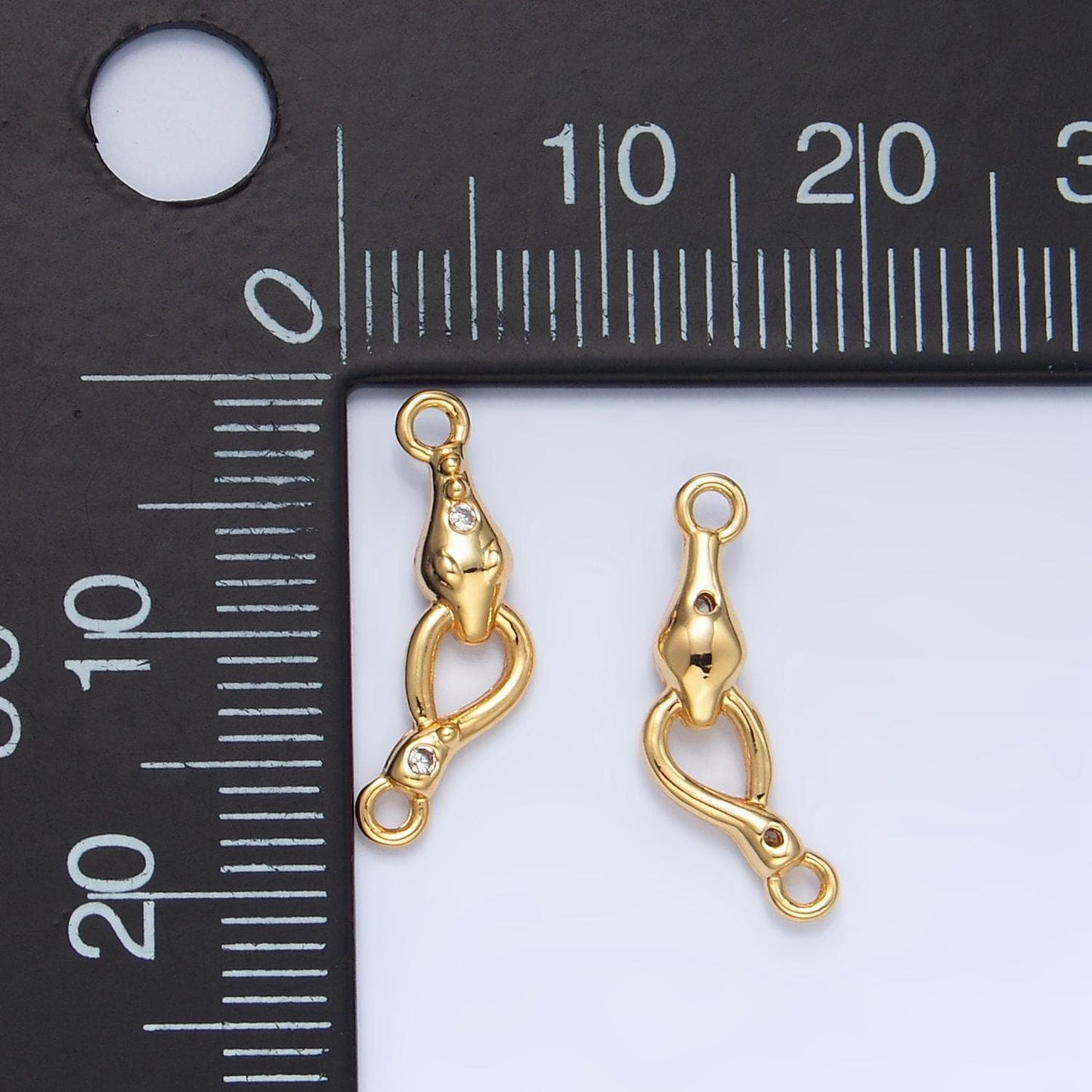 Mini gold cz snake charm connector, 14k gold filled clear micro paved cz snake link connector f499