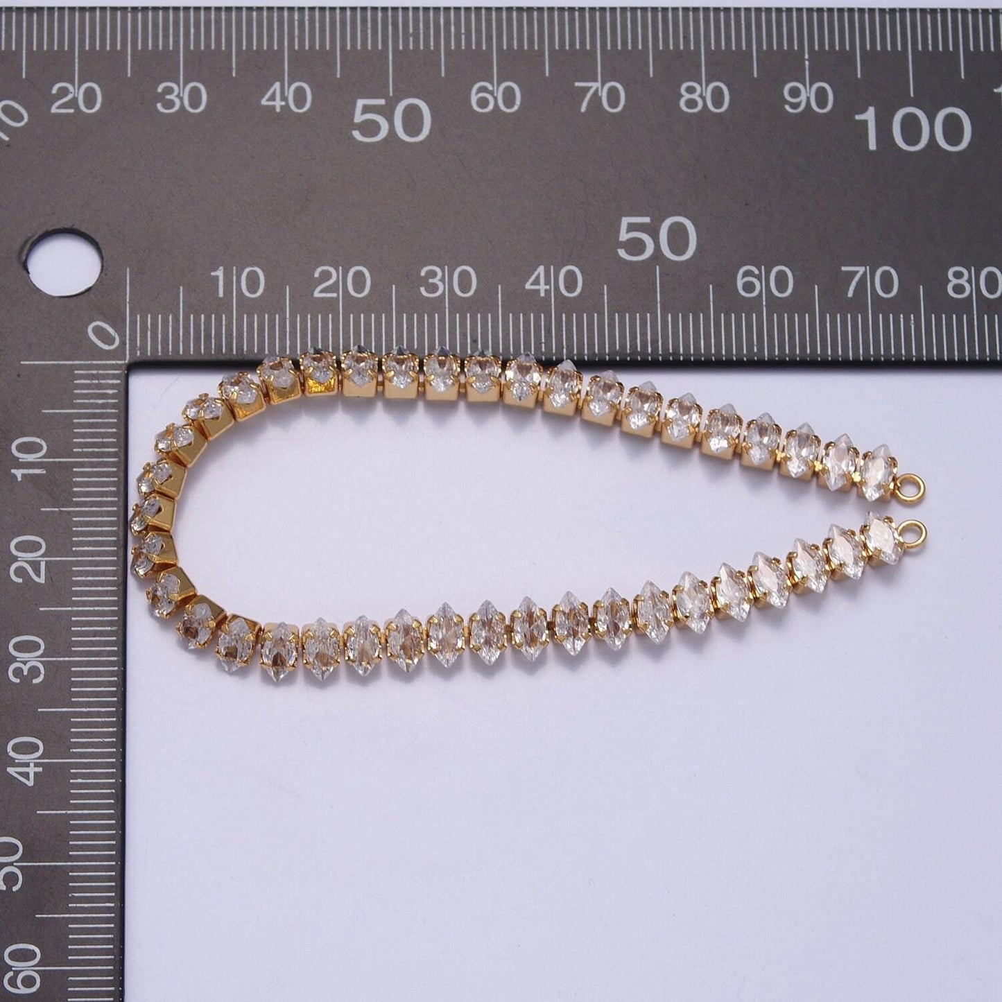 24k gold filled clear cz marquise paved connector bendable long bar connector for diy necklace component f-222