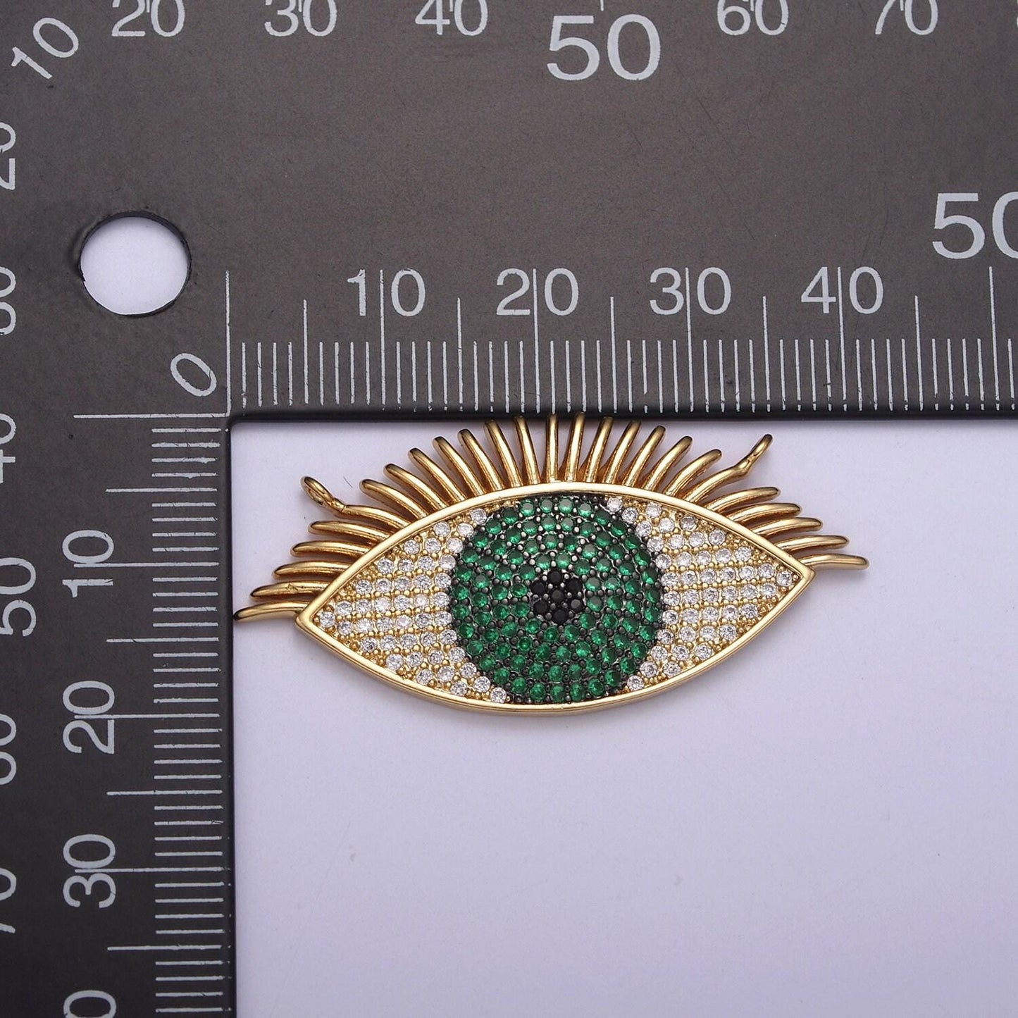 Gold filled eye charm, cubic zirconia evil eye charm connector, diy jewelry making accessories f-089 / f-091 / f-095