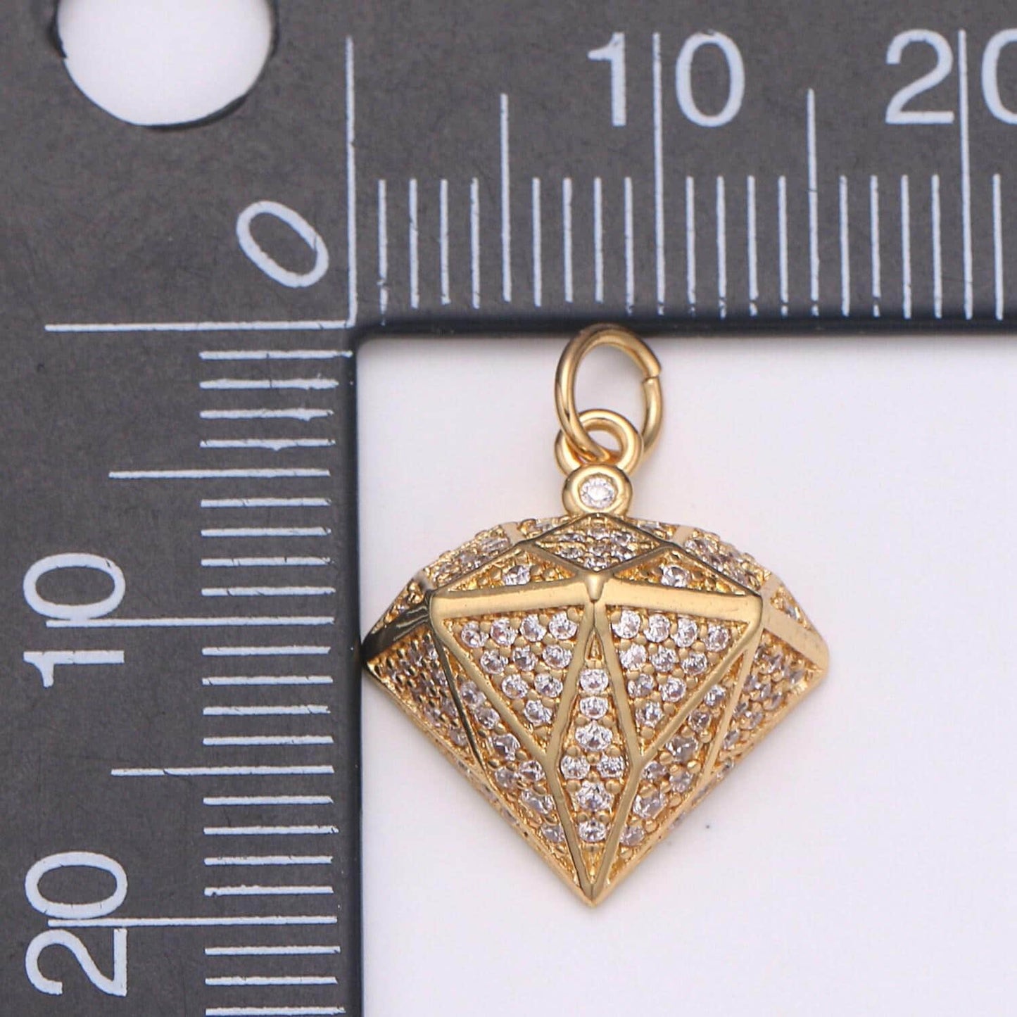 Diamond desing micro pave clear cz charm, acorn pendant geometric gold charm,diy jewelry necklace e-592