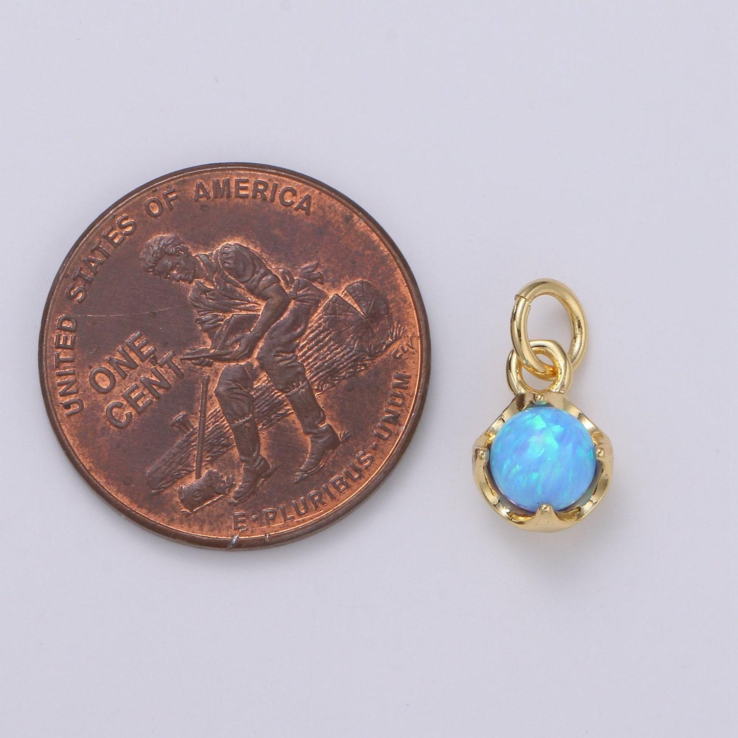 1pc solitaire opal created 14k gold pendant charm, round ball pendant charm, 5mm diameter opal dainty pendant jewelry, chgf-2004-2015