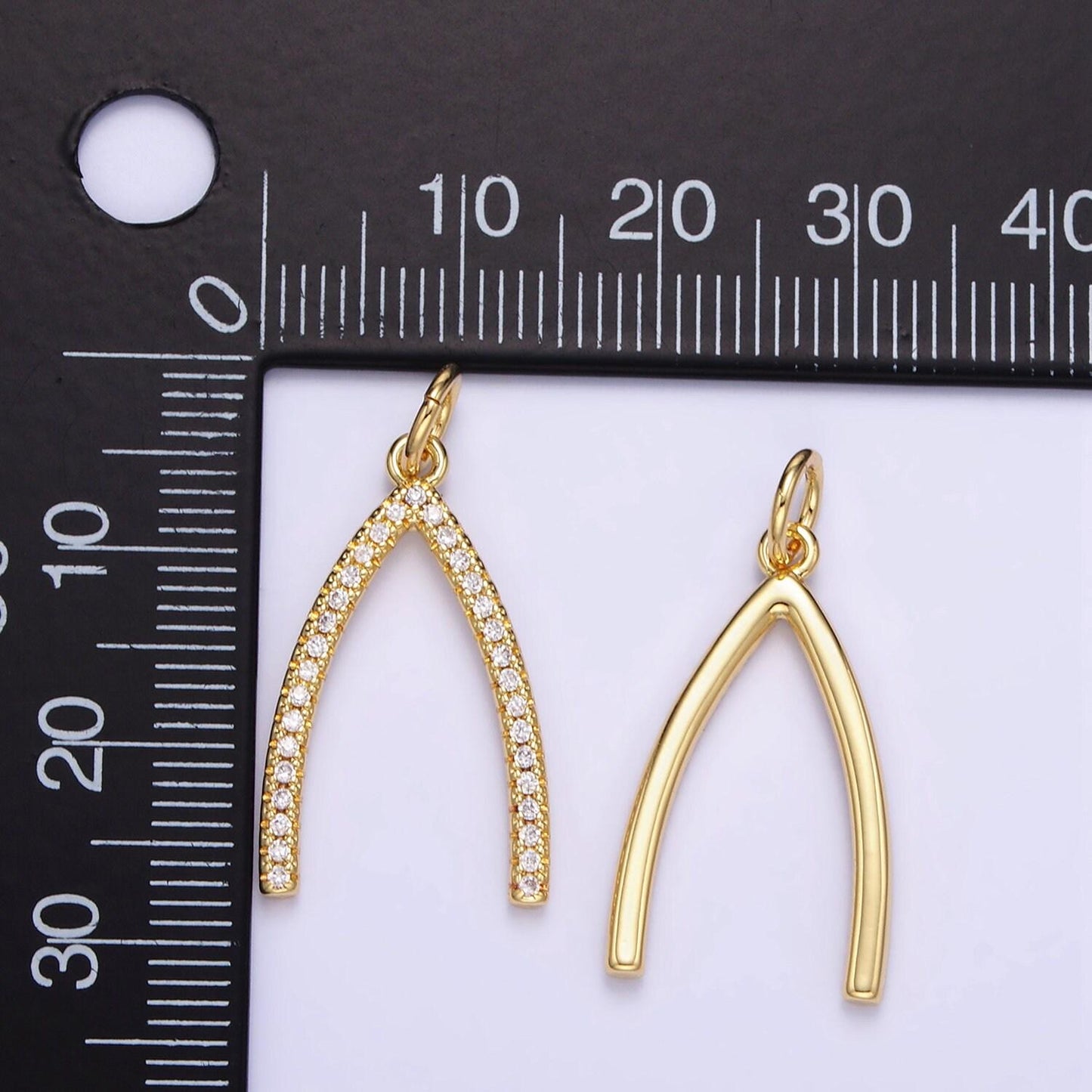 Dainty wishbone charms wish good luck dangle pendant 18k gold filled charm for necklace bracelet supply e340
