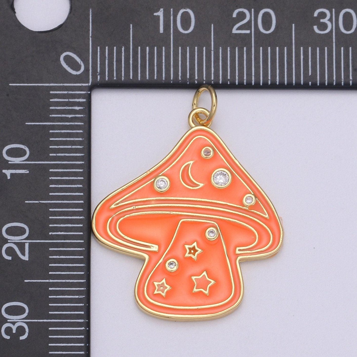 Gold mushroom charms, enamel magic mushroom pendant for necklace fantasy celestial jewelry for statement necklace e-263
