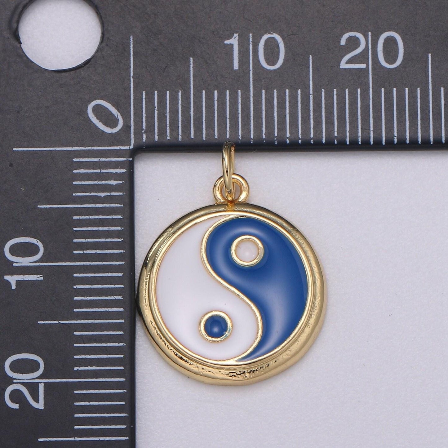Dainty colorful enamel gold yin yang charm, 14k gold coin charm yin & yang charms for bracelet necklace earring component green black blue