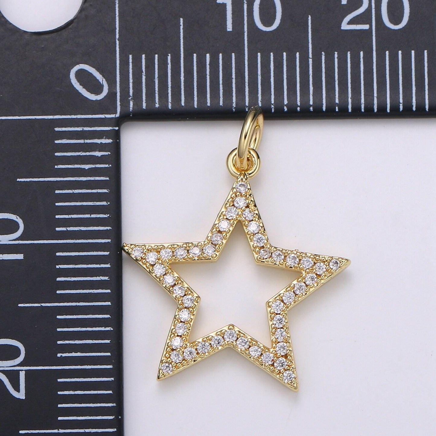 1pc 24k gold micro pave star charm, cubic zirconia star pendant charm, charm, for diy jewelry,chgf-2121