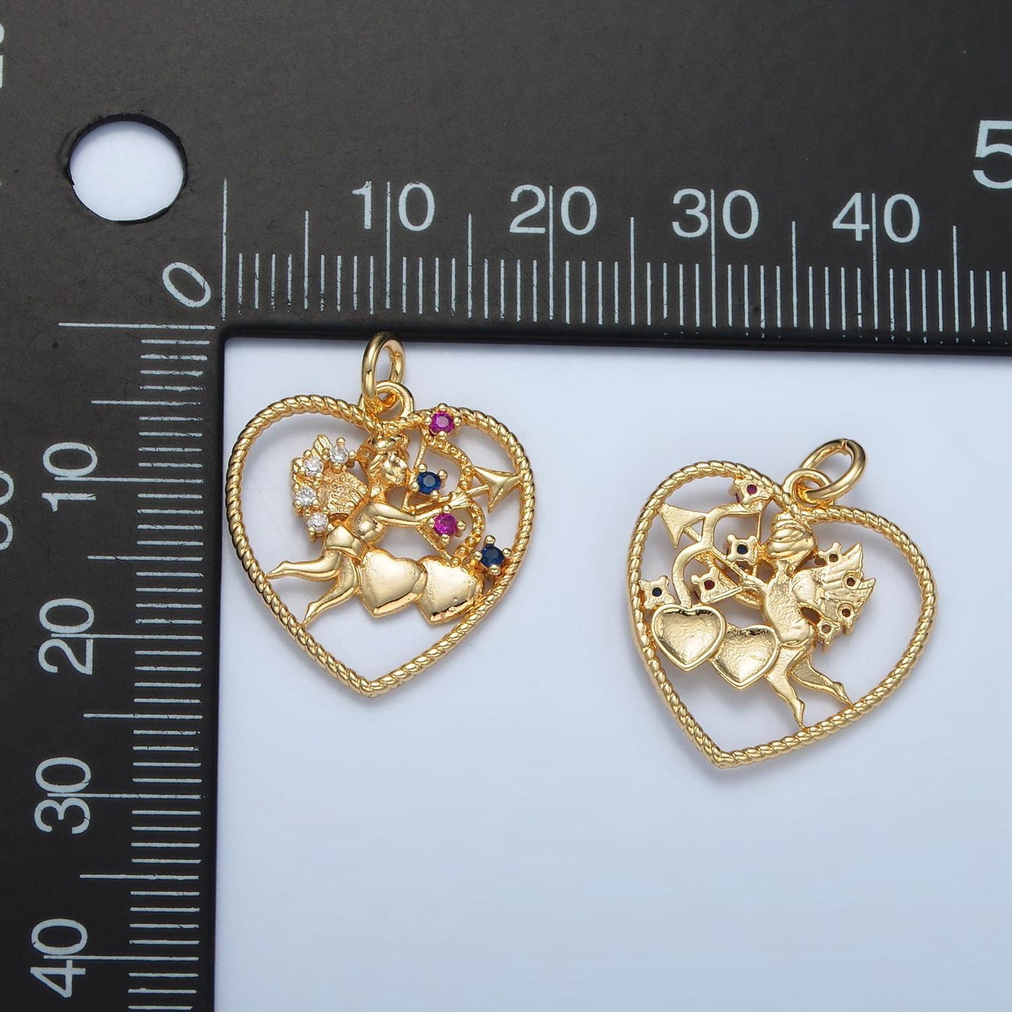 24 gold filled open heart w/ cupid of love | e-132
