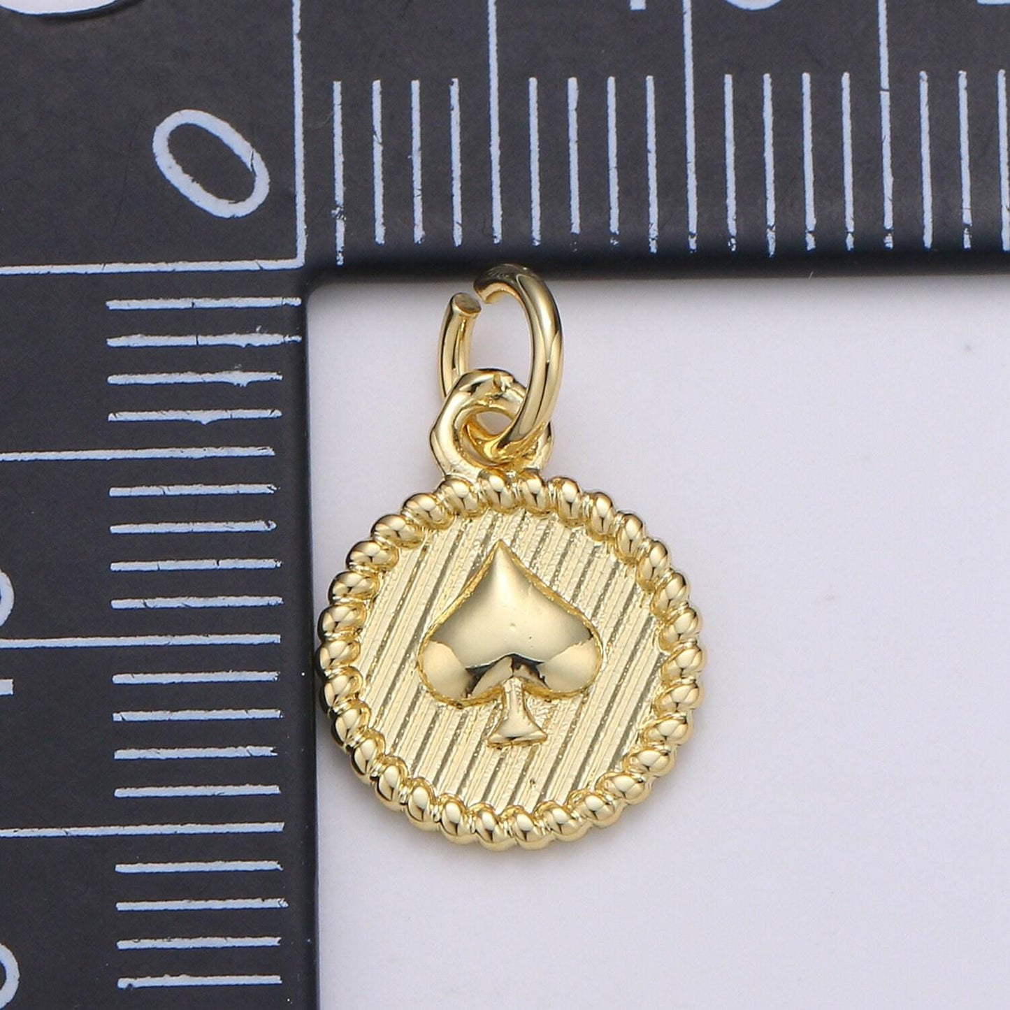 1pc spades in round coin 24k gold charm, spades monogram pendant charm, charm,for diy jewelry,gold color, chgf-1941