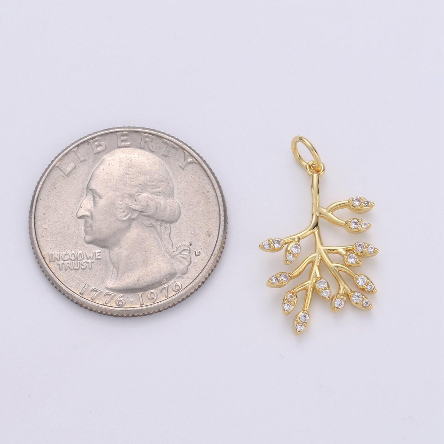 1x dainty gold olive leaf charms pendant, tree branch leaf charm diy earring necklace jewelry accessory diy craft micro pave charm chgf-1583